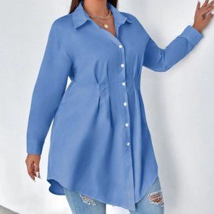 SHEIN Unity Plus Plicated Detail Drop Shoulder Shirt